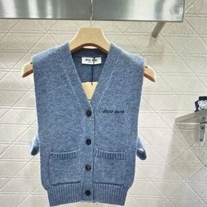 Miu Miu Heather Blue Buttoned Vest
